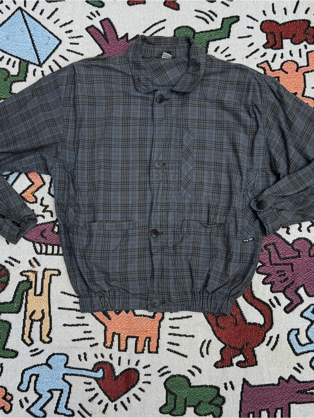 Vintage European Plaid Fitted Bomber Jacket - Picture 1 of 3